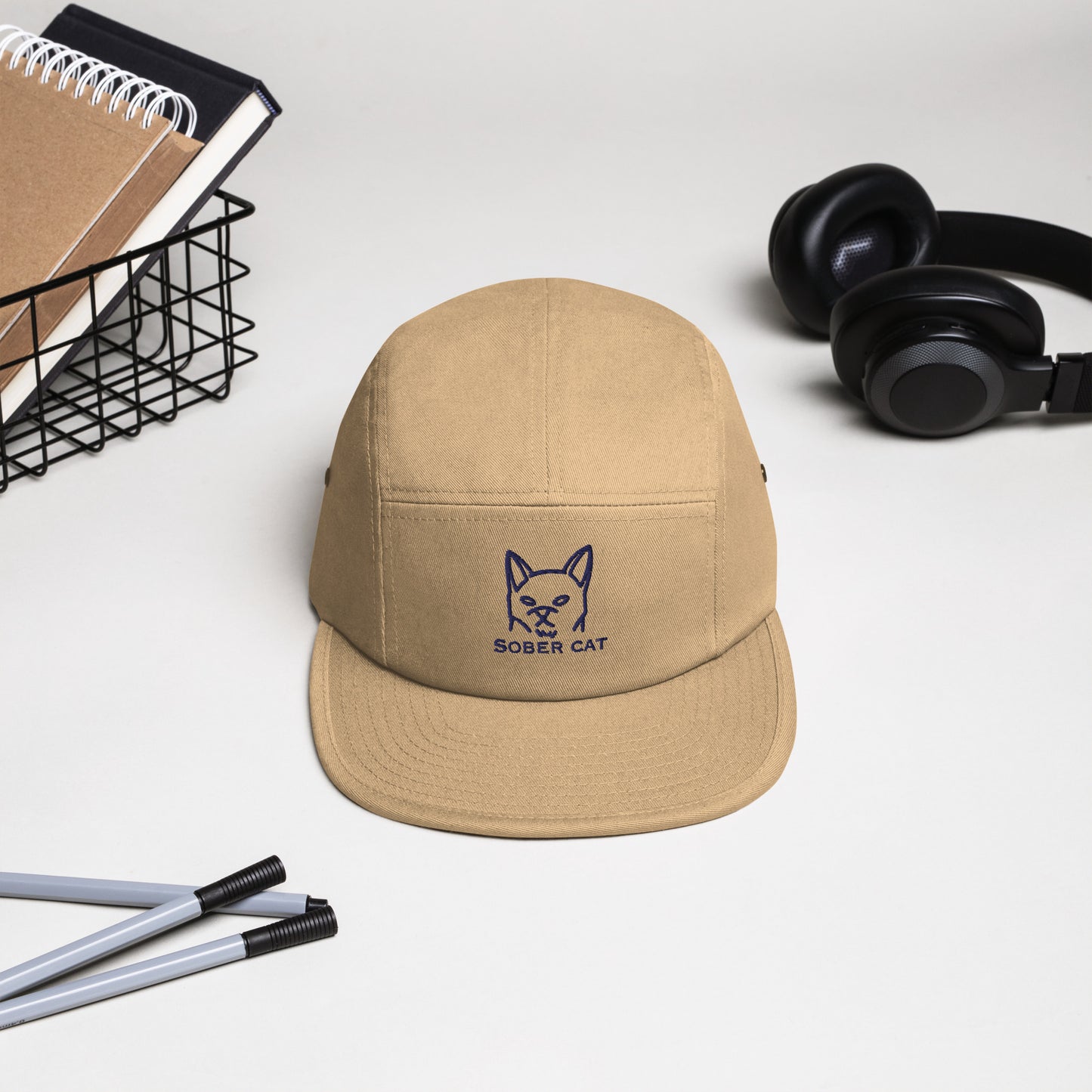 Gorra de cinco paneles sobercat beige